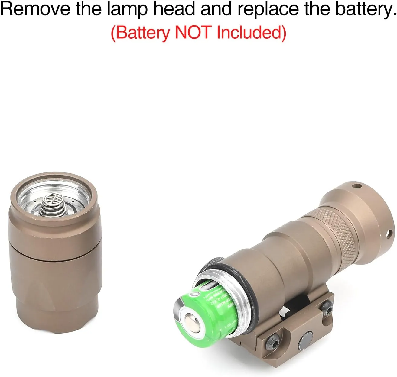 M300A 500 Lumens Tactical Flashlight Weapon Light with Push Button Switch & Remote Pressure Switch for Constant/Momentary Modes, Fit for 20mm Picatinny Rail