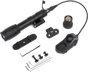 M600C 800 Lumens Tactical Flashlight with 2 Rotating Bases, with Dual Function Remote Pressure Switch, Weapon Light Mount & Pressure Switch Mount Fit for 20mm Picatinny Mlok/Keymod Rail
