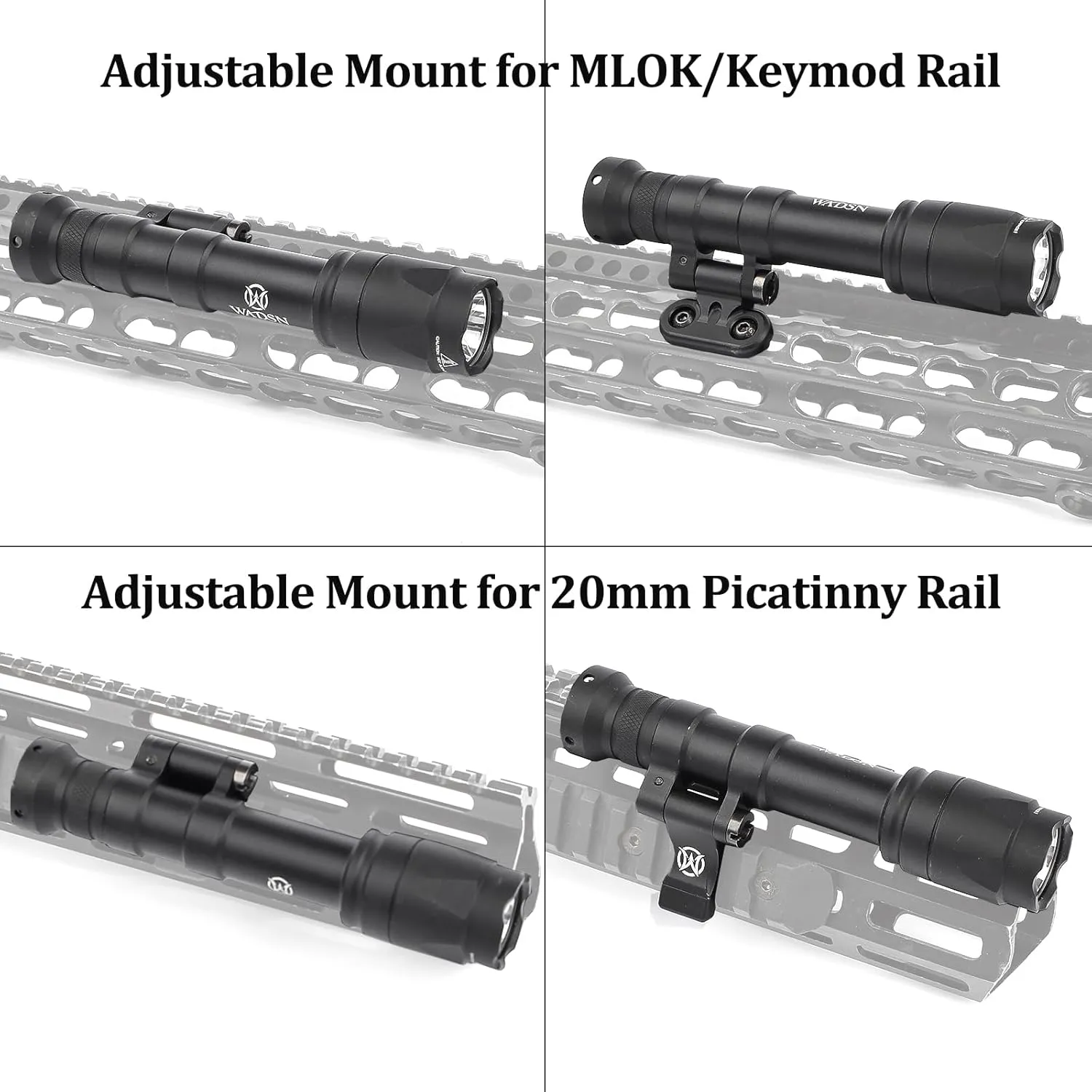 M600C 800 Lumens Tactical Flashlight with 2 Rotating Bases, with Dual Function Remote Pressure Switch, Weapon Light Mount & Pressure Switch Mount Fit for 20mm Picatinny Mlok/Keymod Rail