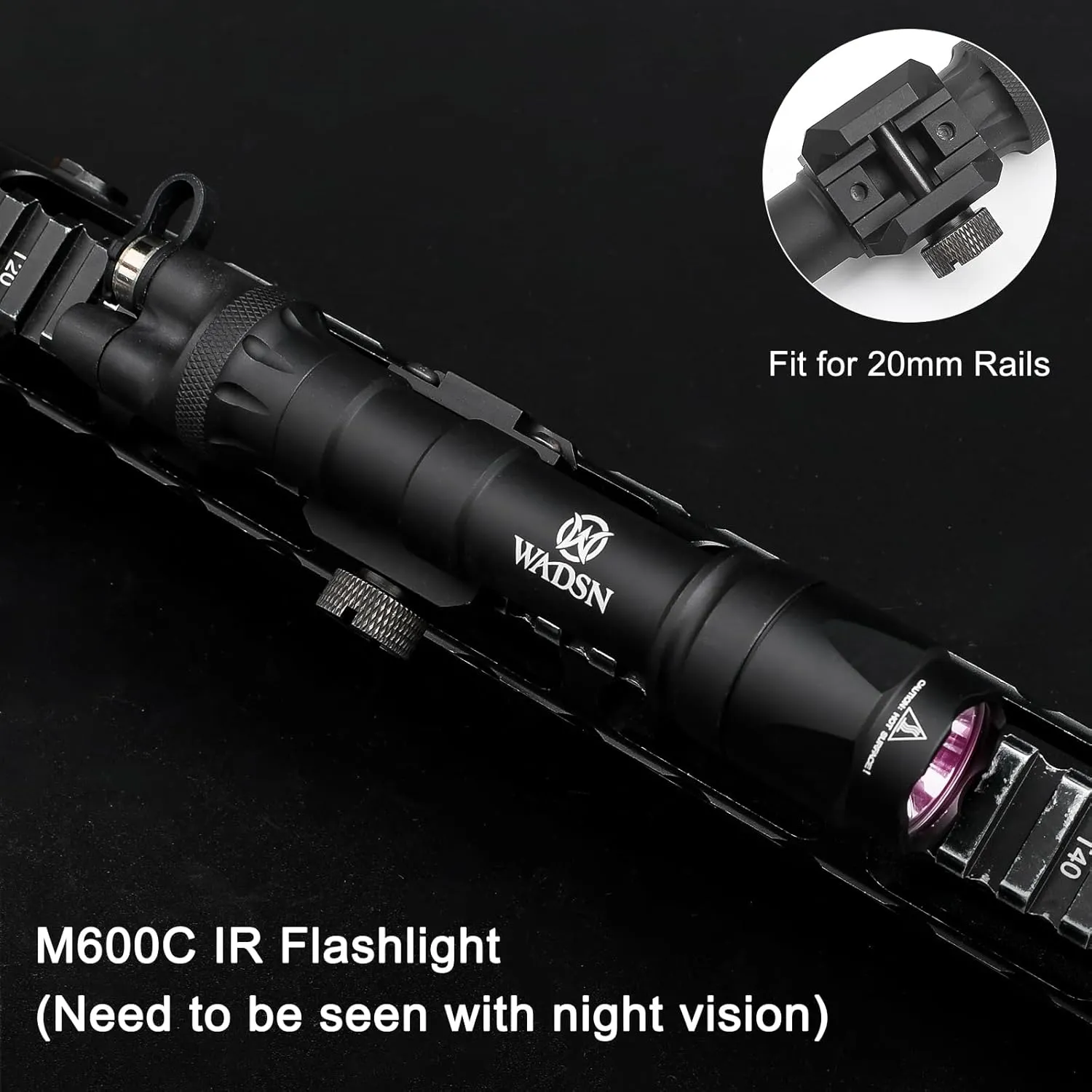 M600C IR Flashlight, Tactical IR Flashlights Weapon Light with Rear Wing Switch & Remote Pressure Switch for 2 Lighting Modes, Fit for 20mm Picatinny Rail