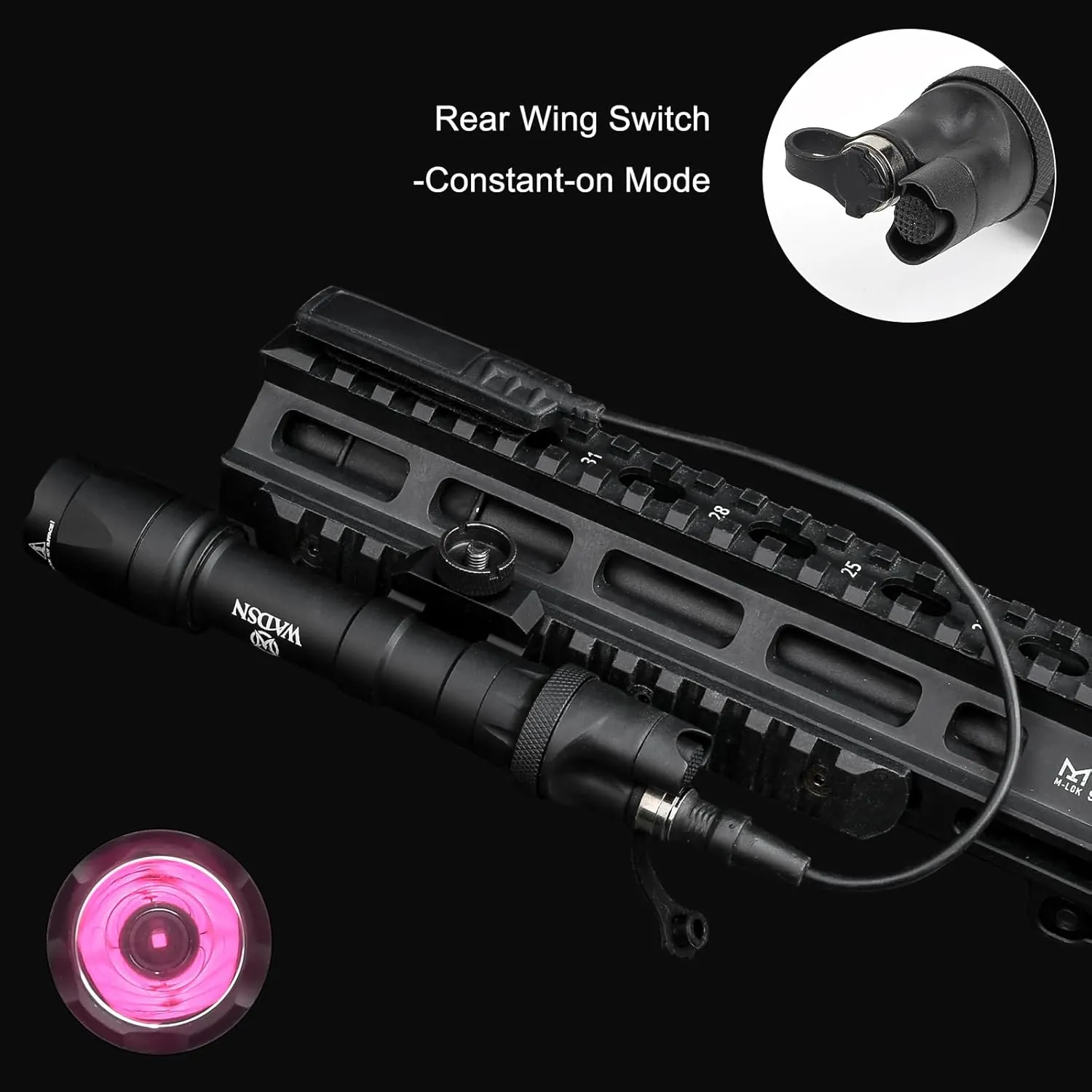 M600C IR Flashlight, Tactical IR Flashlights Weapon Light with Rear Wing Switch & Remote Pressure Switch for 2 Lighting Modes, Fit for 20mm Picatinny Rail