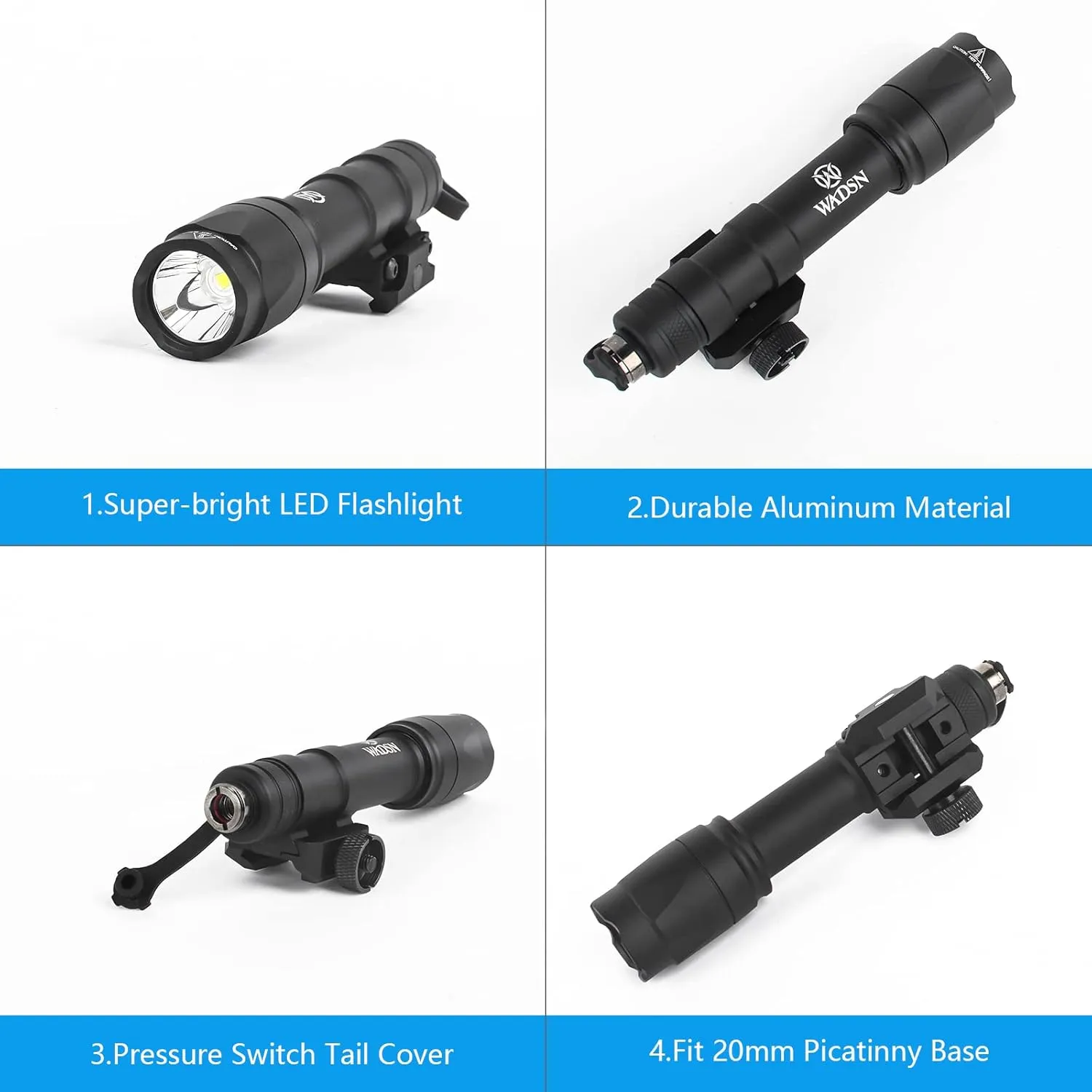 M600C Weapon Light with Dual Pressure Switch for Mlok/keymod / 20mm Picatinny Rail, 600 Lumens Tactical Flashlights with Constant/Momentary Modes for Outdoor Adventure Sports