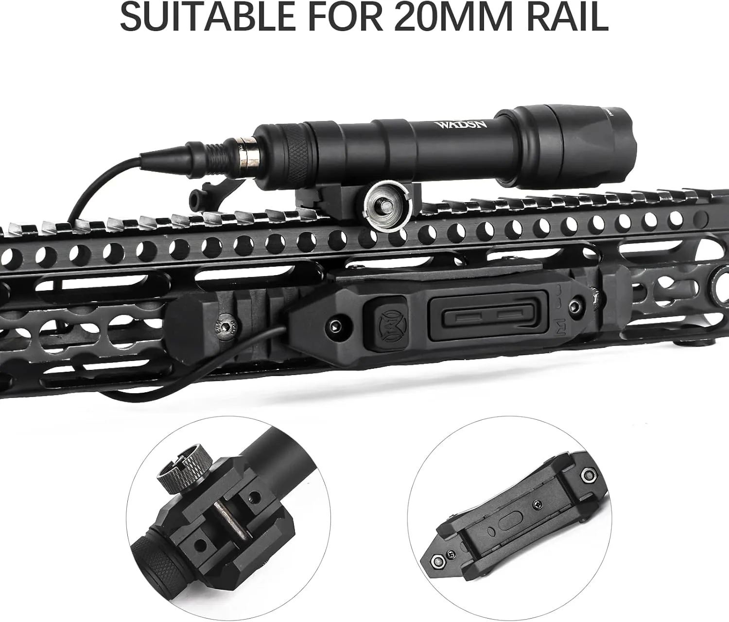 M600C Weapon Light with Dual Pressure Switch for Mlok/keymod / 20mm Picatinny Rail, 600 Lumens Tactical Flashlights with Constant/Momentary Modes for Outdoor Adventure Sports