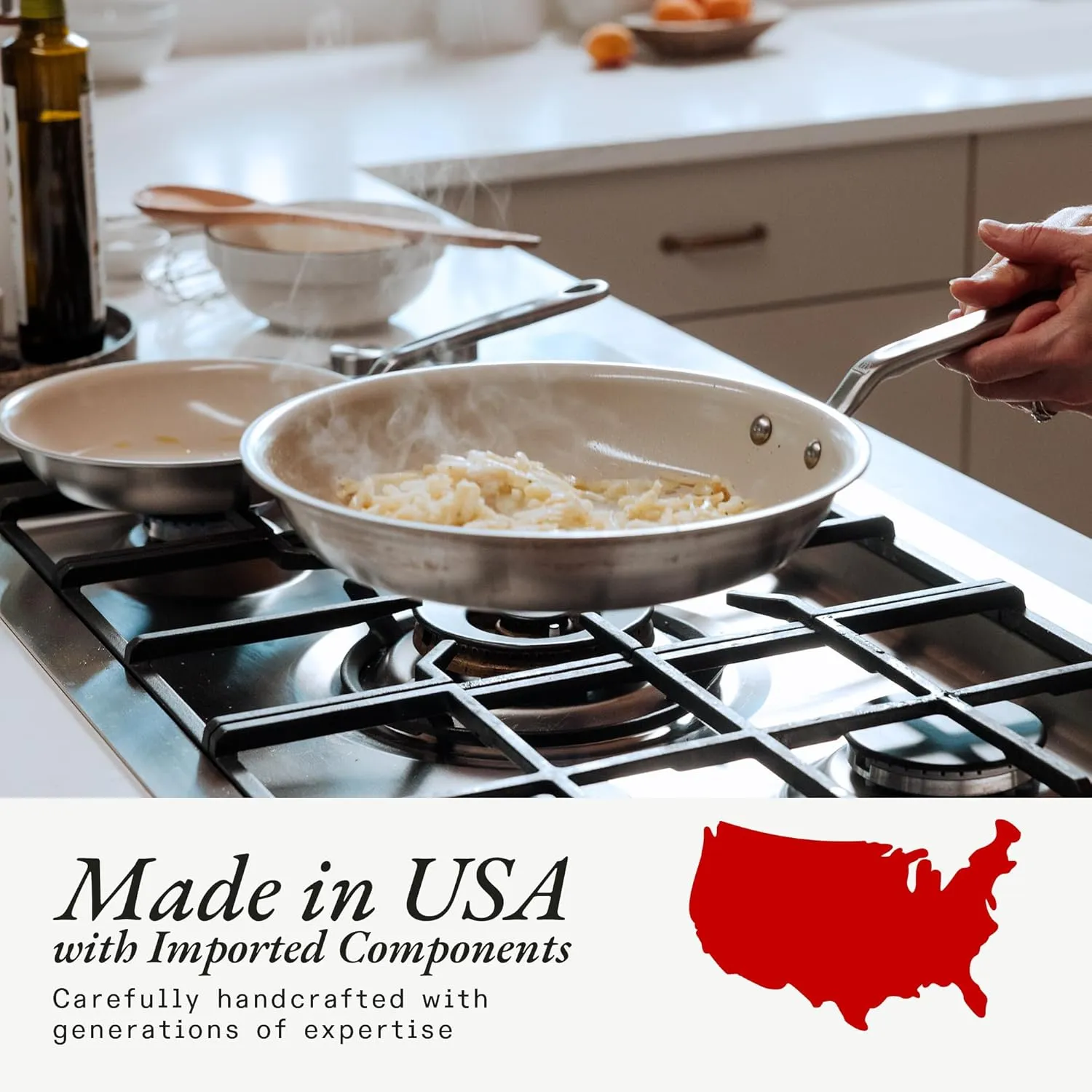 Made In Cookware - 10" CeramiClad Non Stick Frying Pan (Stainless Handle) - 5-Ply Stainless Clad with Stay-Cool Handle - Professional Cookware