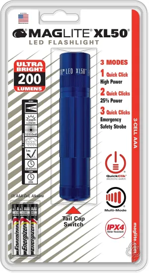 Maglite XL50 LED 3-Cell AAA Flashlight, Blue