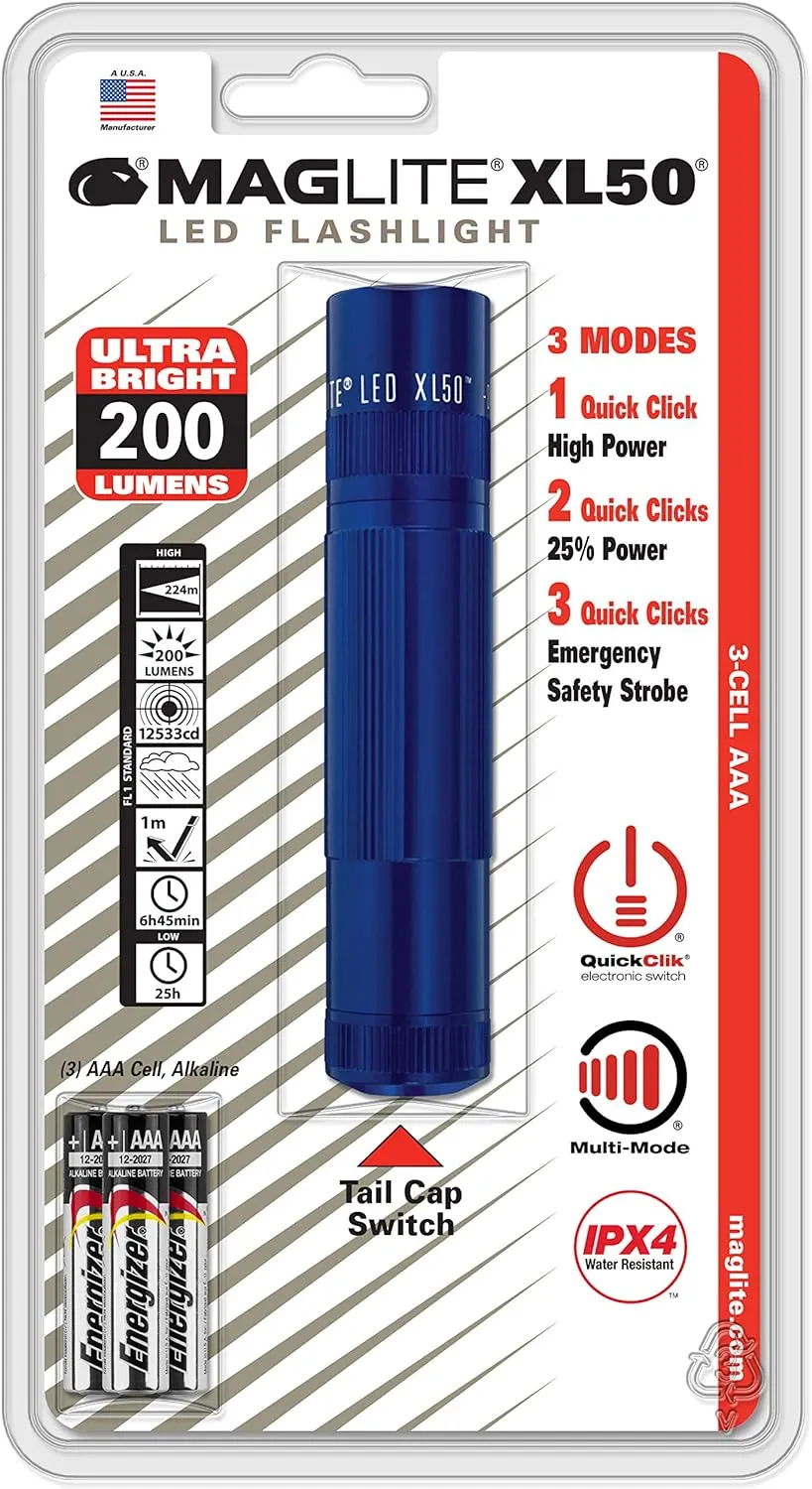 Maglite XL50 LED 3-Cell AAA Flashlight, Blue