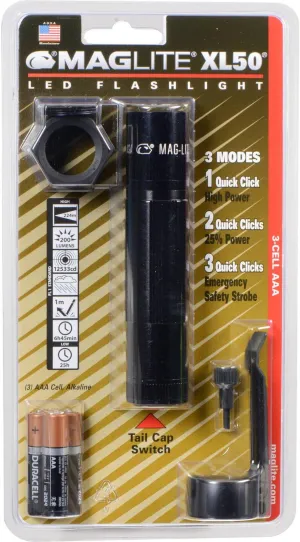 Maglite XL50 LED 3-Cell AAA Flashlight Tactical Pack, Black