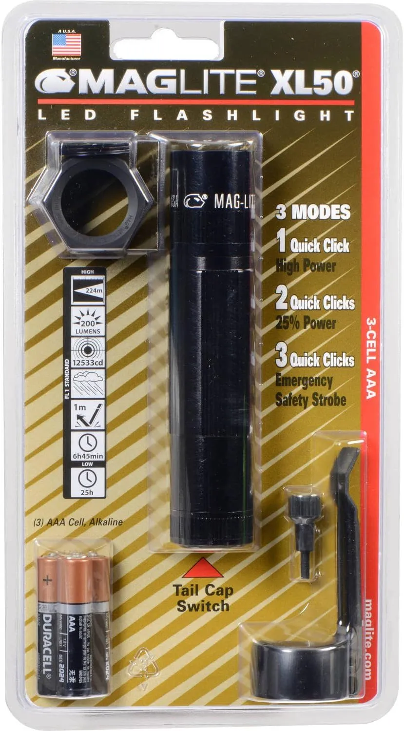 Maglite XL50 LED 3-Cell AAA Flashlight Tactical Pack, Black