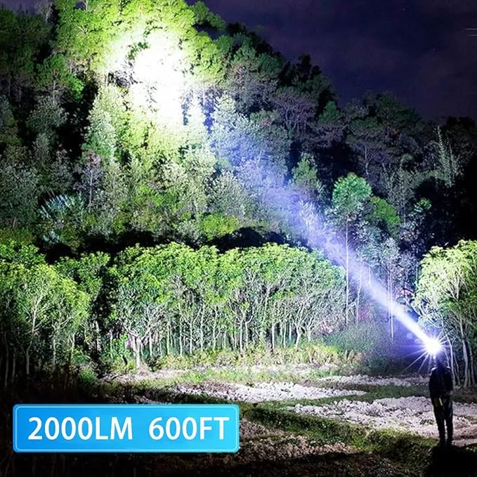 Magnetic Flashlight USB Rechargeable, Work Flash Light 2000Lumens, Super Bright LED Flash Light with COB, Zoomable IP65 Water-Resistant Tactical Flashlights Camping