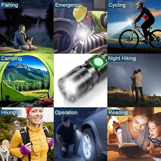 Magnetic Flashlight USB Rechargeable, Work Flash Light 2000Lumens, Super Bright LED Flash Light with COB, Zoomable IP65 Water-Resistant Tactical Flashlights Camping