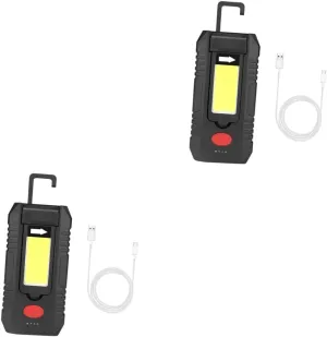 Magnetic USB Rechargeable with Cob Lamp Portable Camping Lamp with Battery Indicator Clip Hook for Emergency Lighting