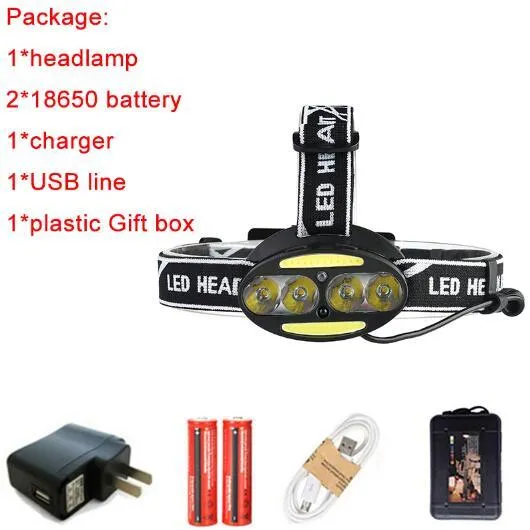 Maimu 9000lm T6 Led Sensor Motion Sensing Headlamp zoom Waterproof Headlight Head Light Lamp Flashlight Torch  18650 battery D21