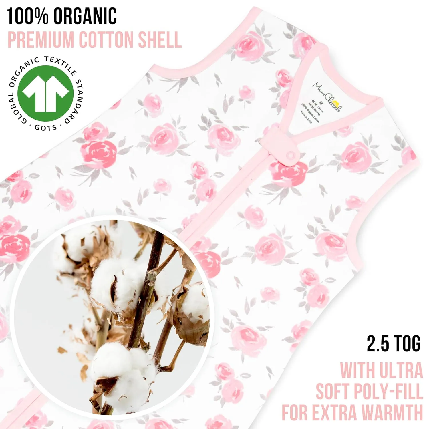 Mama Cheetah Toddler Sleep Sack with Feet 3T - 4T, 2.5 TOG Organic Cotton Baby Sleeping Bag with Legs, Baby Wearable Blankets for Walkers w/ 2-Way Zipper, Baby Sleep Sack for Girls & Boys, Large