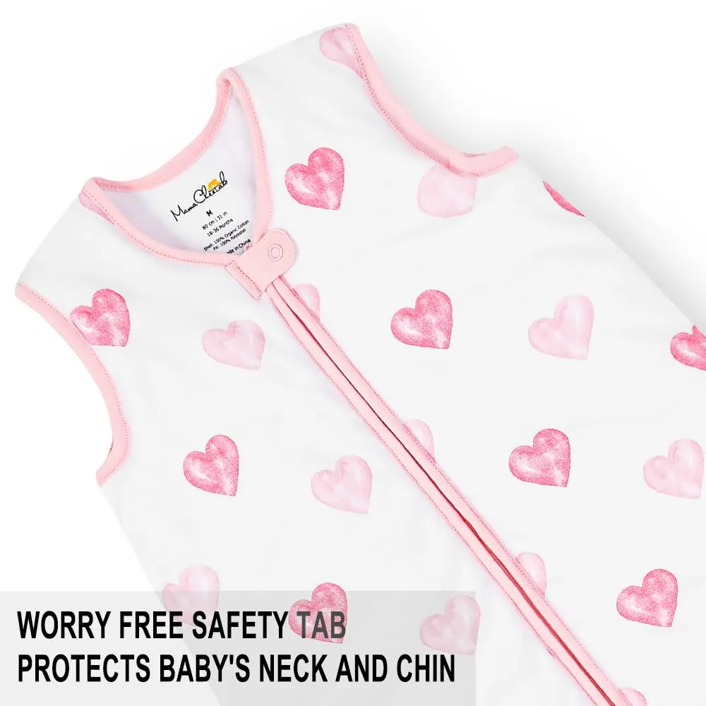 Mama Cheetah Toddler Sleep Sack with Feet 3T - 4T, 2.5 TOG Organic Cotton Baby Sleeping Bag with Legs, Baby Wearable Blankets for Walkers w/ 2-Way Zipper, Baby Sleep Sack for Girls & Boys, Large