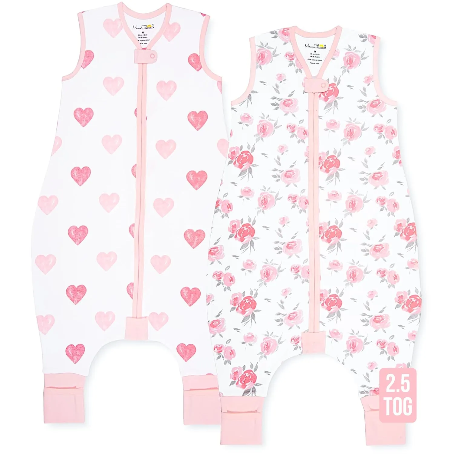 Mama Cheetah Toddler Sleep Sack with Feet 3T - 4T, 2.5 TOG Organic Cotton Baby Sleeping Bag with Legs, Baby Wearable Blankets for Walkers w/ 2-Way Zipper, Baby Sleep Sack for Girls & Boys, Large