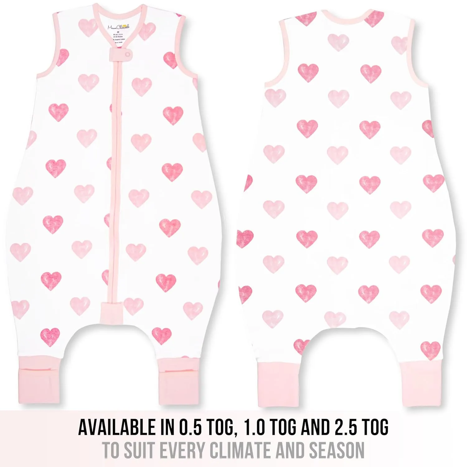 Mama Cheetah Toddler Sleep Sack with Feet 3T - 4T, 2.5 TOG Organic Cotton Baby Sleeping Bag with Legs, Baby Wearable Blankets for Walkers w/ 2-Way Zipper, Baby Sleep Sack for Girls & Boys, Large