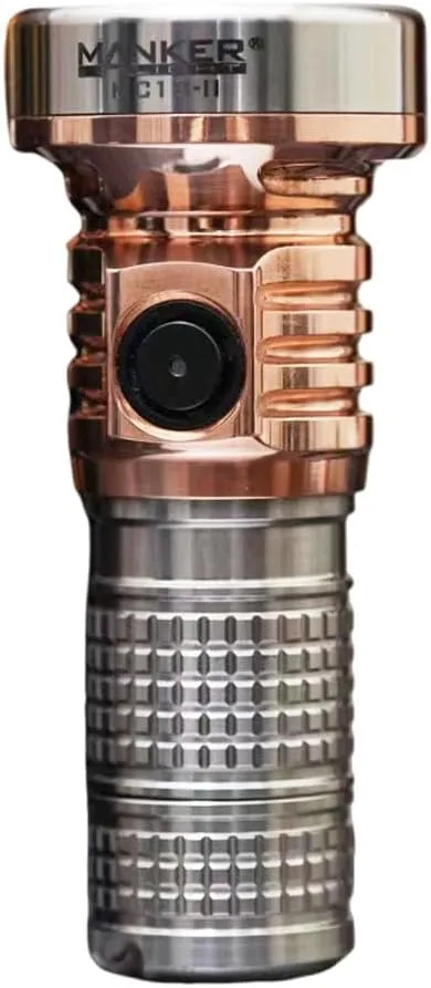 MANKER MC13 II (Titanium   Red Copper Version) Rechargeable Compact LED Flashlight, 4000 Lumen 600m Beam Distance, Practical Torch for Camping, Hiking