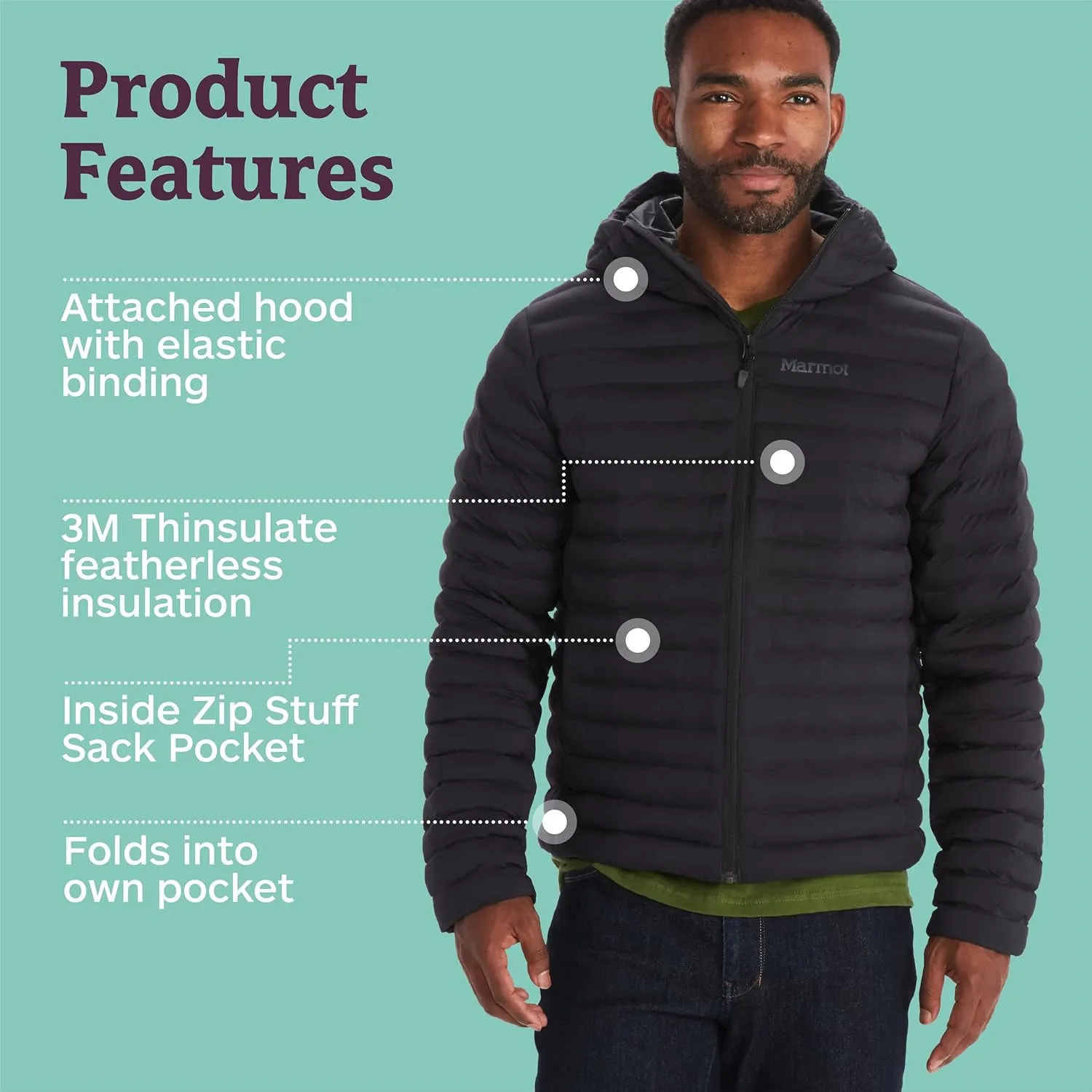 MARMOT Men's Echo Featherless Hoody - Lightweight Down-Alternative Puffer Jacket with Hood