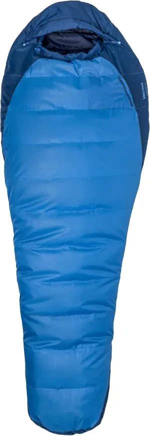 Marmot Men's Trestles 15° Sleeping Bag | Insulated, Water-Resistant, Left-Zip, Cobalt Blue/Blue Night, Long