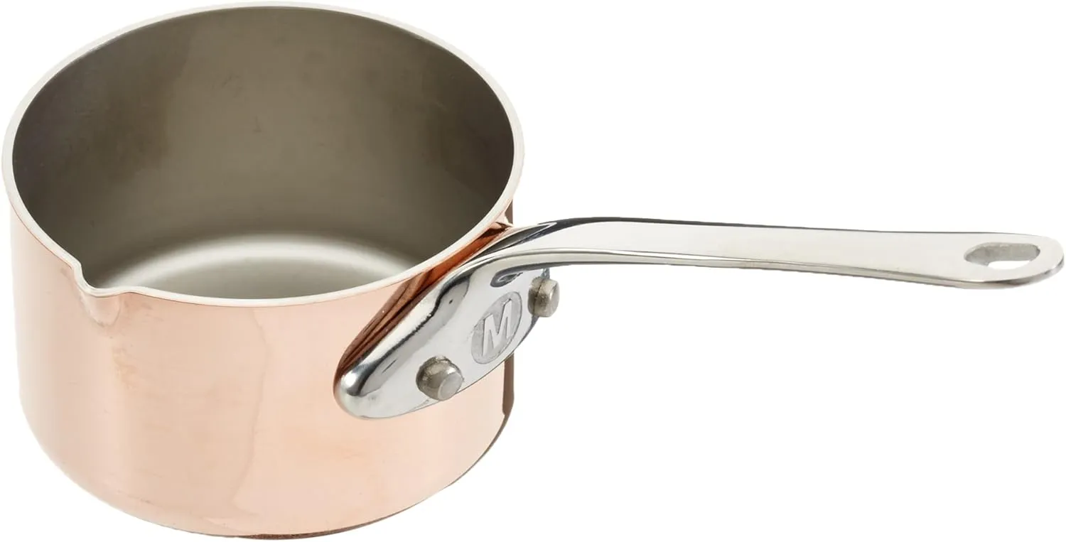 Mauviel M'Minis Copper & Stainless Steel Mini Sauce Pan with Pouring Spout and Stainless Steel Handle, 2-in, Made in France