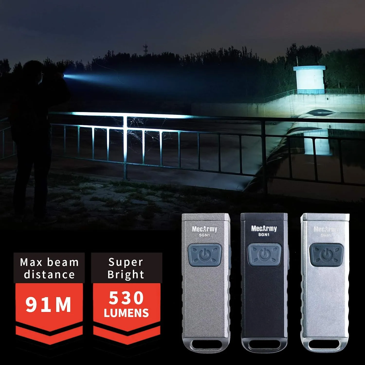 MecArmy SGN1 Mini USB Rechargeable Keychain EDC Flahlight, XP-G2 S5 LED with 530 Lumens, Four Lighting Modes Plus One Strobe Zinc Alloy EDC Keychain Light for Everyday Carry (Stonewashed)