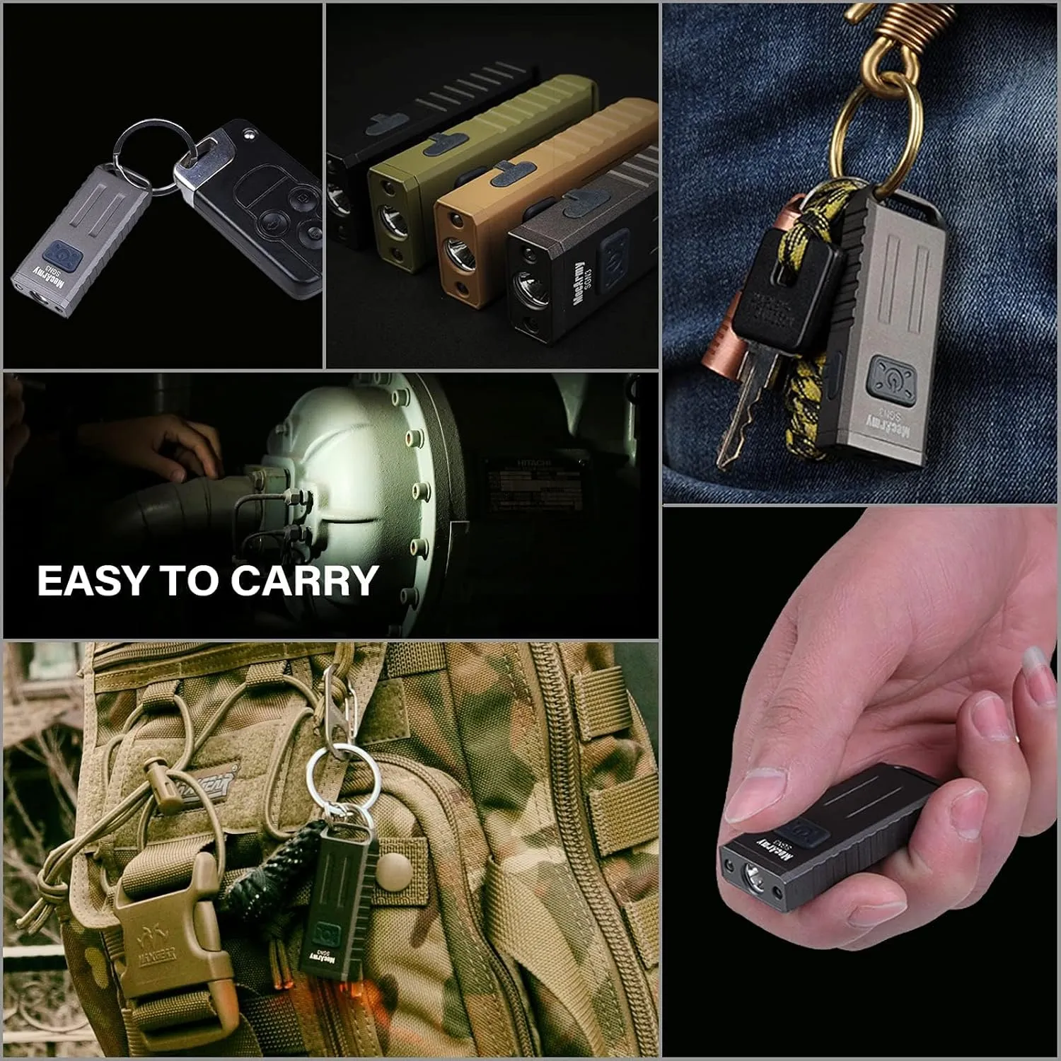 MecArmy SGN3 Mini Portable USB Rechargeable Multifunctional Keychain Flashlight|UV RED White Lights for Selectable| LED with 160 Lumens|Micro USB Recharge Designed for Everyday Carry (Tan)