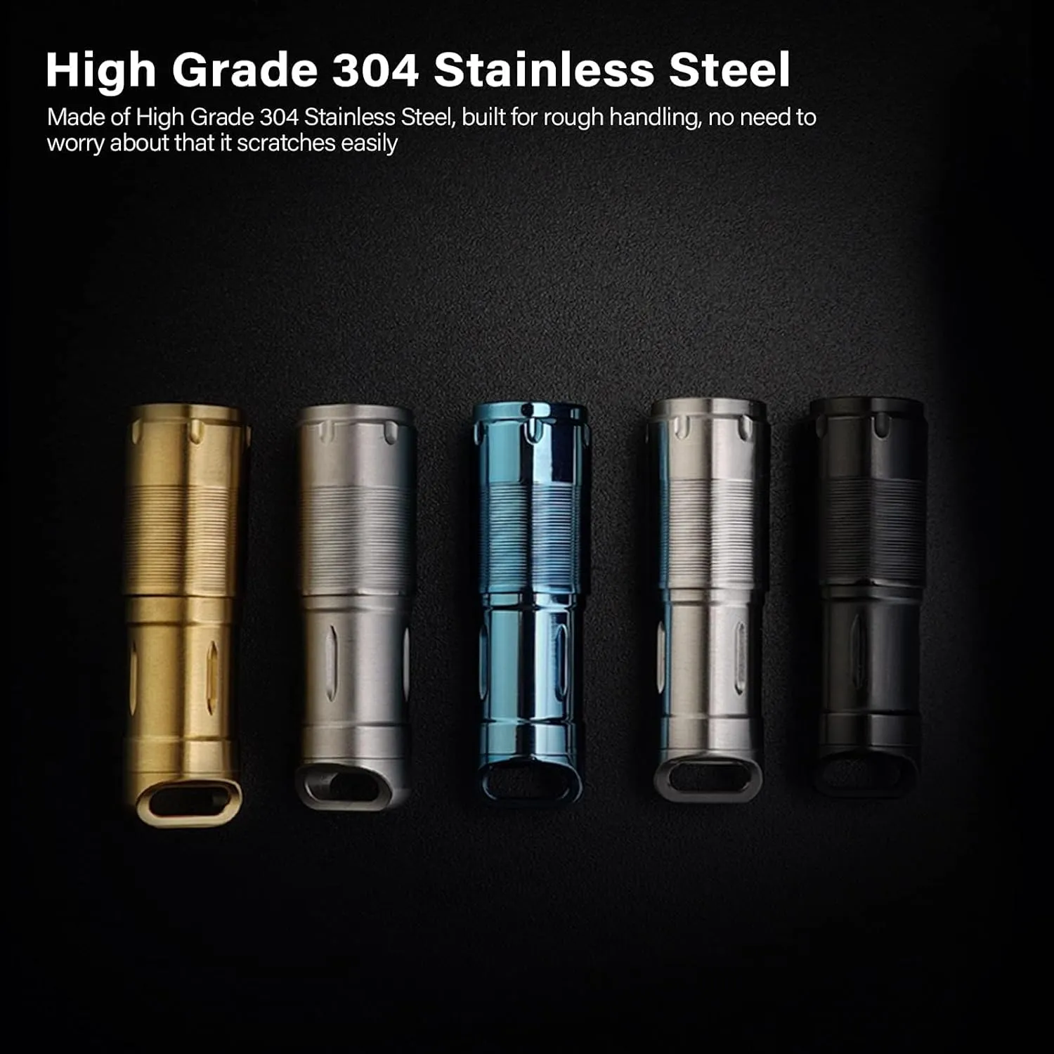 MecArmy X2S Stainless Steel LED Flashlight, Mini EDC Rechargeable Keychain Flashlight with Micro USB Charging, 10180 Battery 130 Lumens Outdoor Waterproof EDC Keychain Light (DLC Blue)
