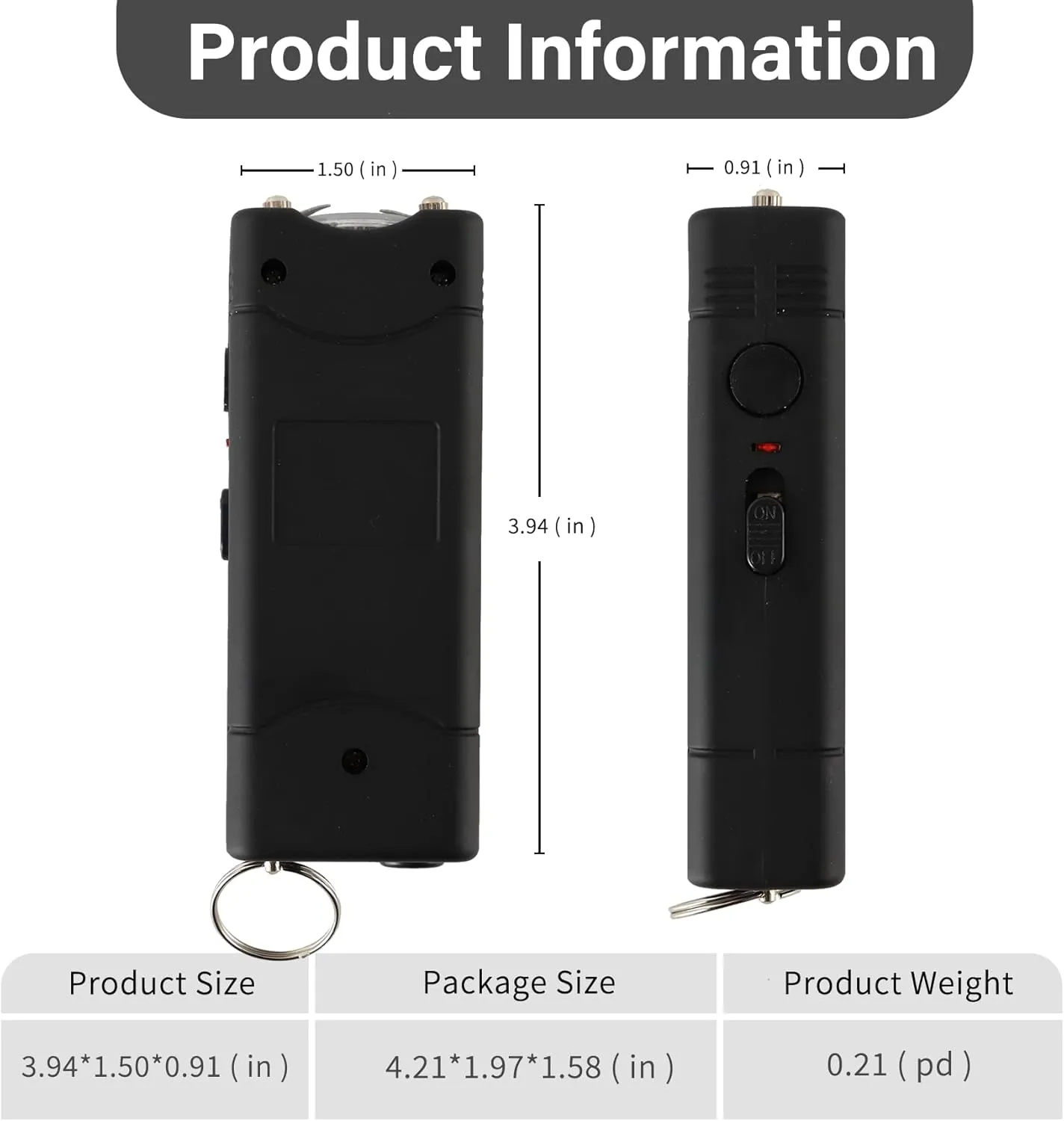 Medium Stun Gun tazer and Flashlight 2 in 1 Keychain Set Self Defense Weapons for Men Women Accessories Kit Tools Mini Less Lethal Gun Keychain