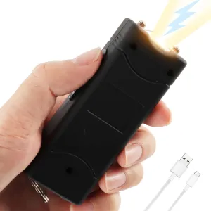 Medium Stun Gun tazer and Flashlight 2 in 1 Keychain Set Self Defense Weapons for Men Women Accessories Kit Tools Mini Less Lethal Gun Keychain