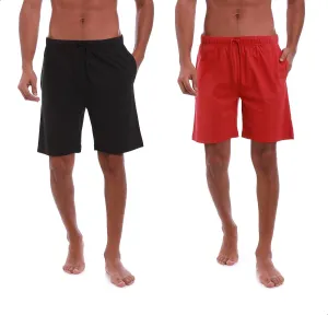 Men’s (2-Pack) Cotton Rich Knit Short | Sleepwear Shorts with Pockets | Ultra Soft, Breathable (Made in Egypt)