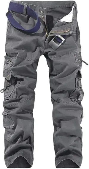 Men's Cotton Multi-Pockets Work Pants Tactical Outdoor Cargo Pants Hiking Trousers Rip-Stop Combat Pants