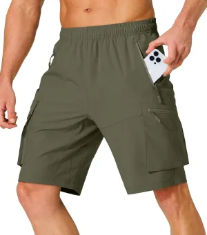 Men's Hiking Cargo Shorts Quick Dry Lightweight Summer Travel Shorts with Zipper Pockets for Camping Fishing Golf