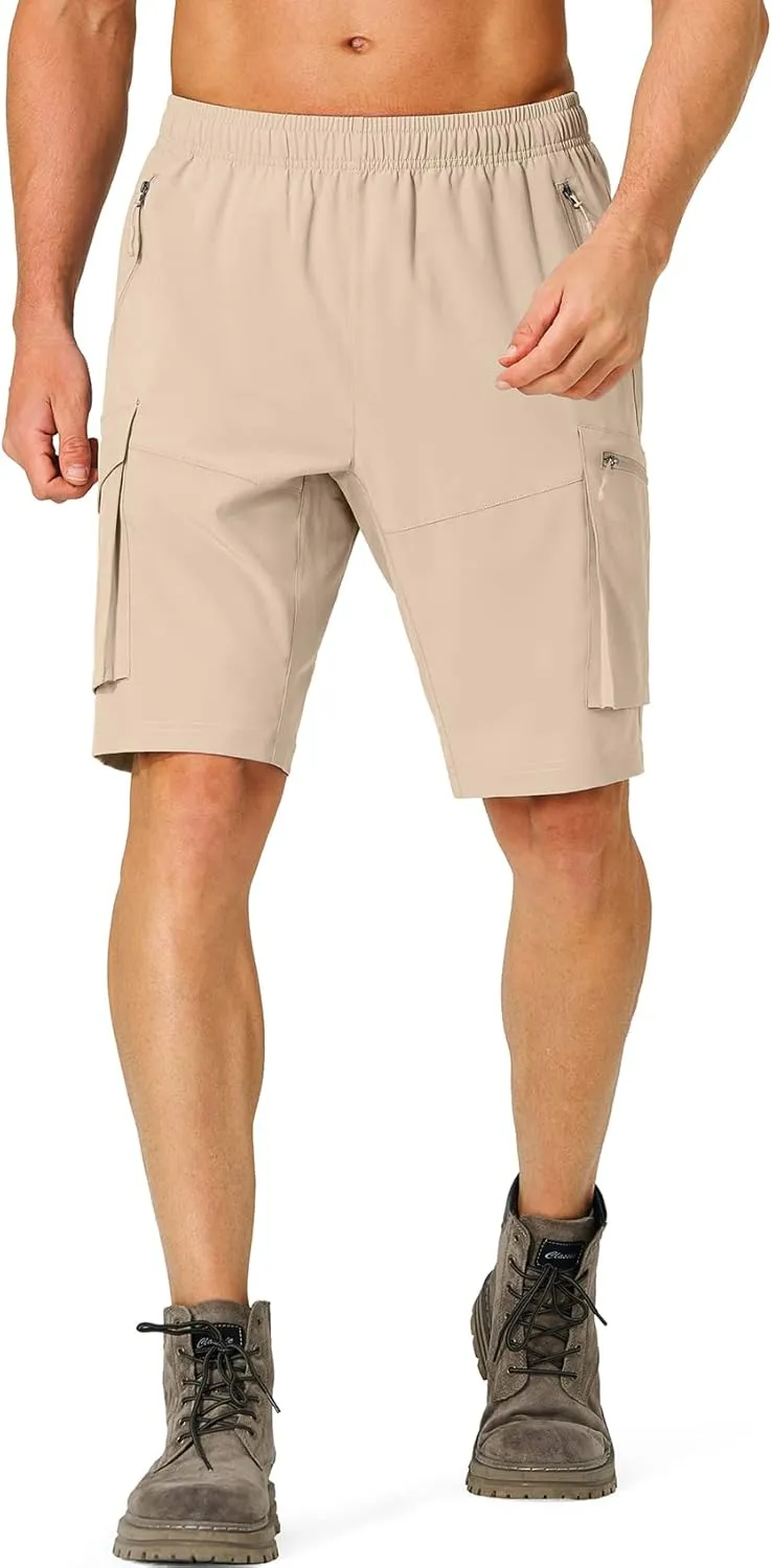 Men's Hiking Cargo Shorts Quick Dry Lightweight Summer Travel Shorts with Zipper Pockets for Camping Fishing Golf