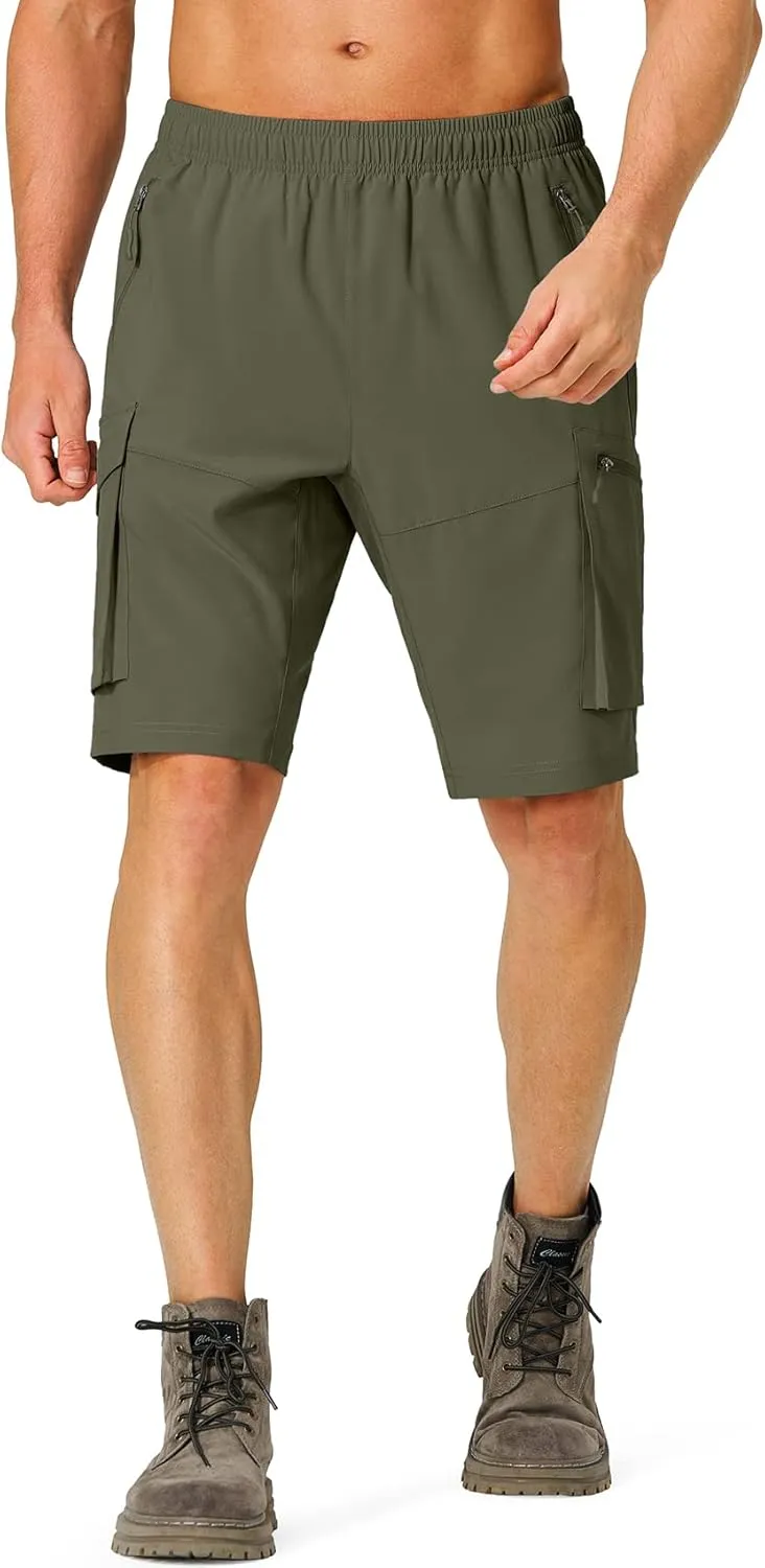 Men's Hiking Cargo Shorts Quick Dry Lightweight Summer Travel Shorts with Zipper Pockets for Camping Fishing Golf
