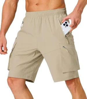 Men's Hiking Cargo Shorts Quick Dry Lightweight Summer Travel Shorts with Zipper Pockets for Camping Fishing Golf