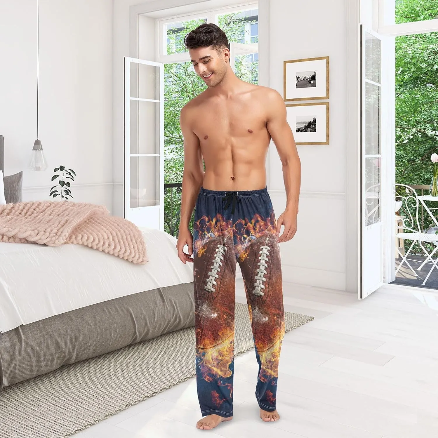 Mens Pajama Pants Lounge Pants Soft Long Sleep Pants Men Pajama Bottoms with Pockets, Small, White