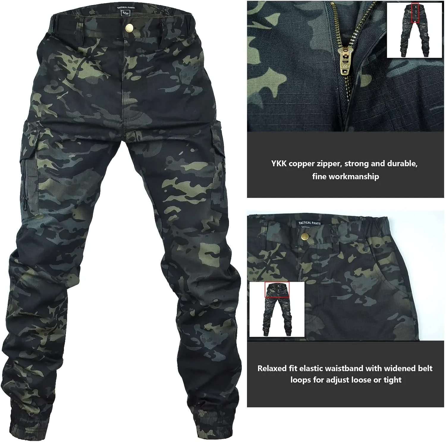 Men's Tactical Cargo Pants, Camouflage Outdoor Working Clothing with Pockets