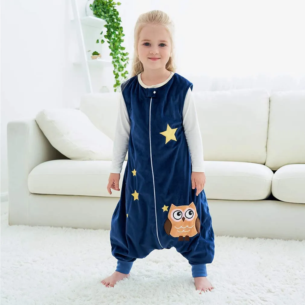 MICHLEY Toddler Sleeping Sack with Feet Newborn Infant Sleeveless Sleeping Bag 2-way Zipper Baby Wearable Blanket for Walkers,Dark Blue Owl,1-3T