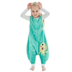 MICHLEY Toddler Sleeping Sack with Feet Newborn Infant Sleeveless Sleeping Bag 2-way Zipper Baby Wearable Blanket for Walkers,Green Octopus,5-6T