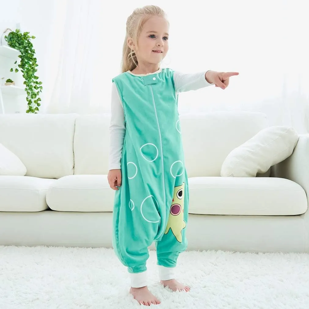 MICHLEY Toddler Sleeping Sack with Feet Newborn Infant Sleeveless Sleeping Bag 2-way Zipper Baby Wearable Blanket for Walkers,Green Octopus,5-6T