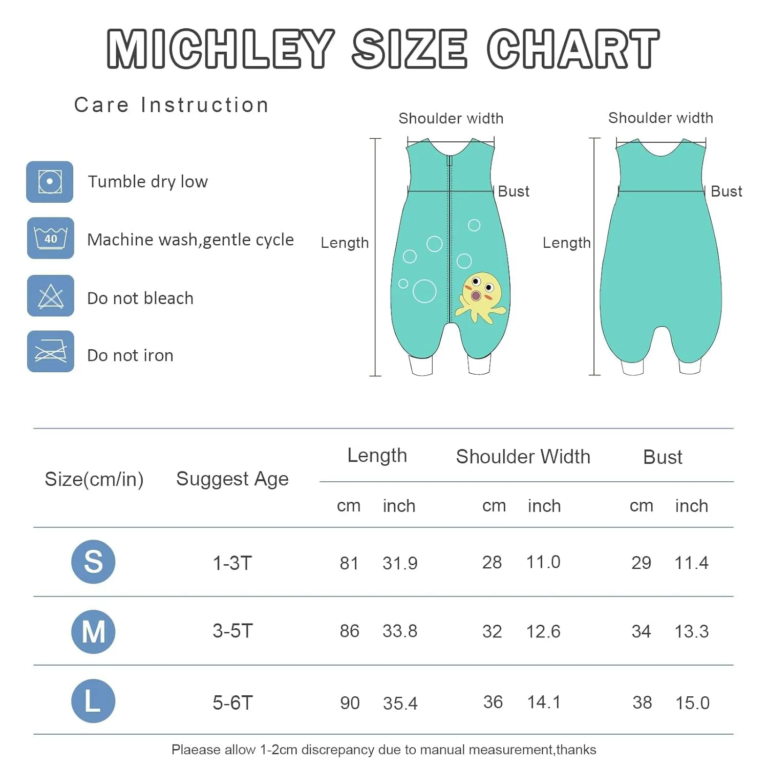 MICHLEY Toddler Sleeping Sack with Feet Newborn Infant Sleeveless Sleeping Bag 2-way Zipper Baby Wearable Blanket for Walkers,Green Octopus,5-6T