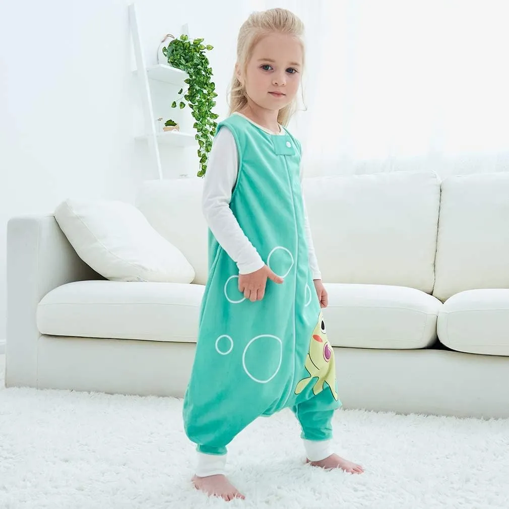 MICHLEY Toddler Sleeping Sack with Feet Newborn Infant Sleeveless Sleeping Bag 2-way Zipper Baby Wearable Blanket for Walkers,Green Octopus,5-6T