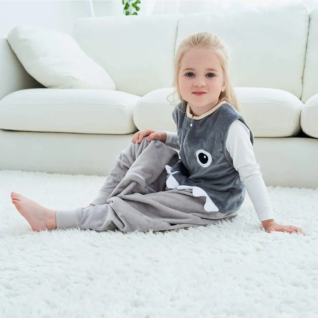 MICHLEY Toddler Sleeping Sack with Feet Newborn Infant Sleeveless Sleeping Bag 2-way Zipper Baby Wearable Blanket for Walkers,Grey Shark,1-3T