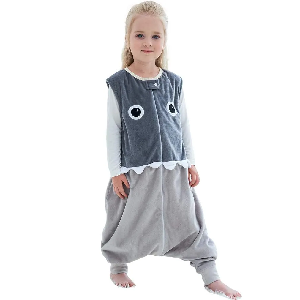 MICHLEY Toddler Sleeping Sack with Feet Newborn Infant Sleeveless Sleeping Bag 2-way Zipper Baby Wearable Blanket for Walkers,Grey Shark,1-3T