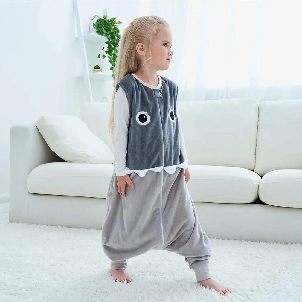 MICHLEY Toddler Sleeping Sack with Feet Newborn Infant Sleeveless Sleeping Bag 2-way Zipper Baby Wearable Blanket for Walkers,Grey Shark,1-3T