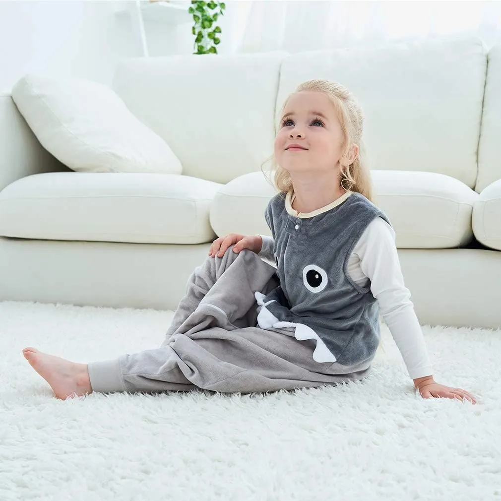 MICHLEY Toddler Sleeping Sack with Feet Newborn Infant Sleeveless Sleeping Bag 2-way Zipper Baby Wearable Blanket for Walkers,Grey Shark,1-3T
