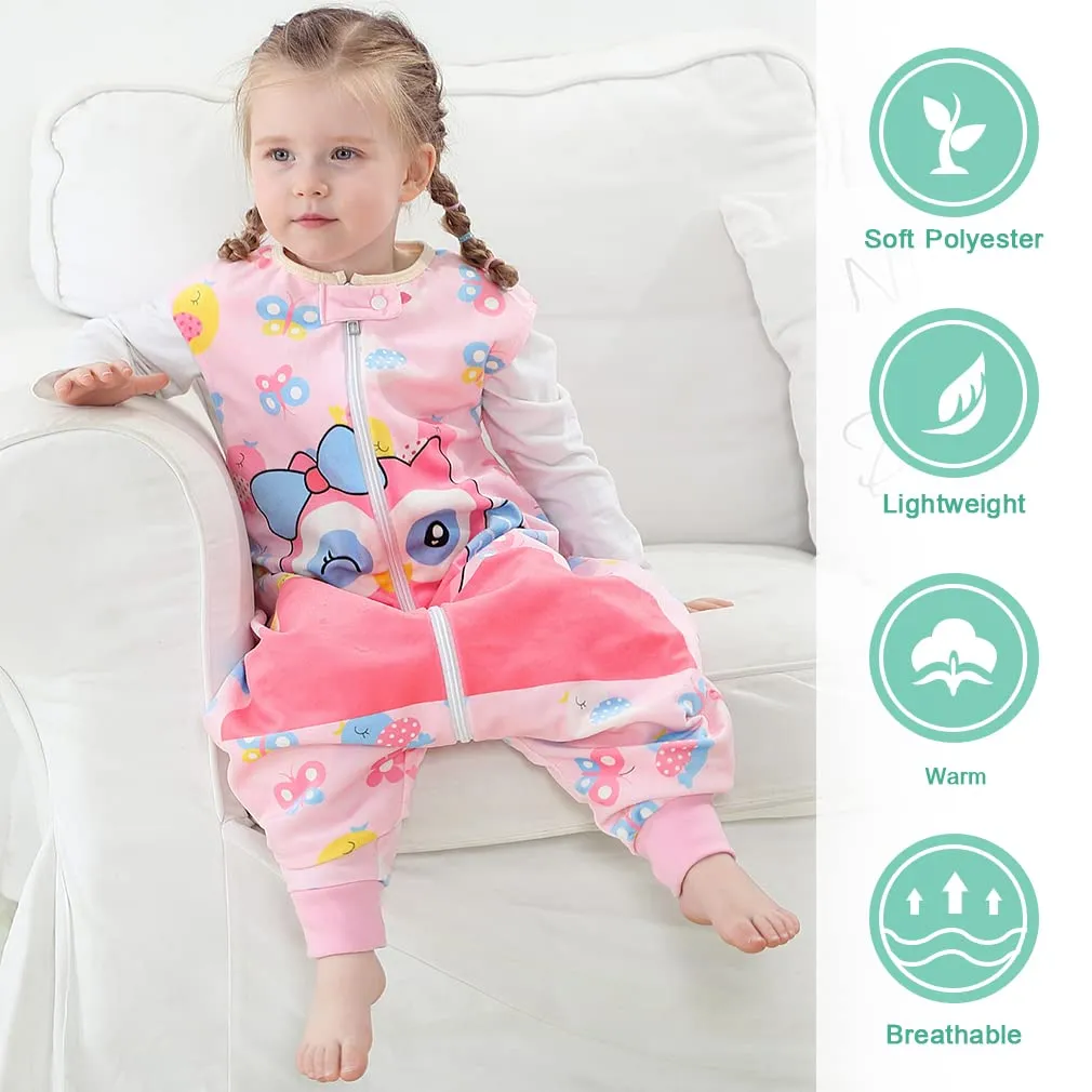 MICHLEY Unisex Baby Wearable Blanket Autumn Winter Toddler Sleeveless Sleeping Bag with Feet,Owl,1-3T