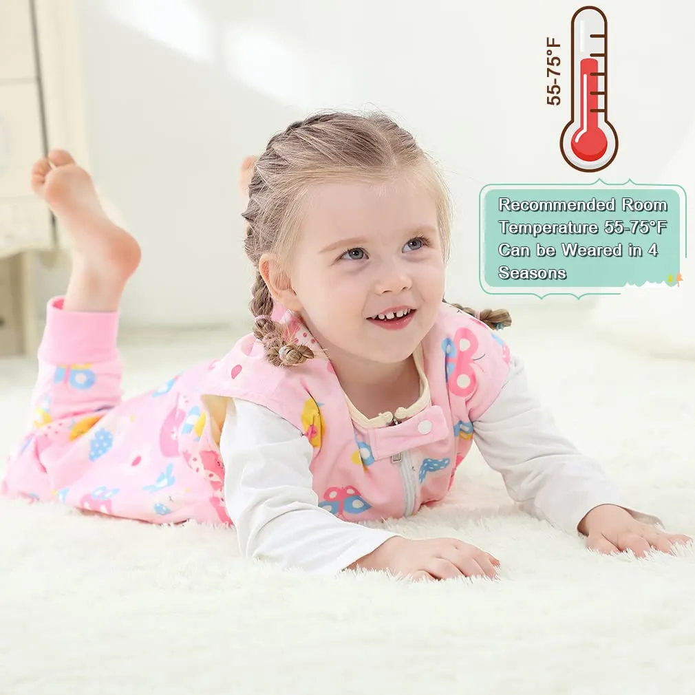 MICHLEY Unisex Baby Wearable Blanket Autumn Winter Toddler Sleeveless Sleeping Bag with Feet,Owl,1-3T