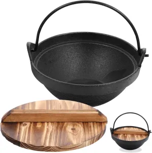 Mikinona Cast Iron Sukiyaki Pot Braiser Pan Lid Enamel Soup Pot Non-stick Lightweight