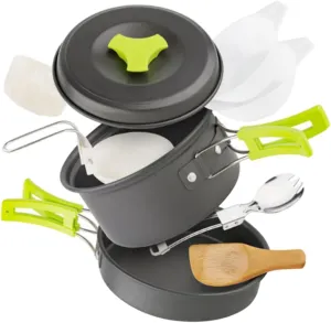 Milisten Portable Pot Cooking Set for Camping Aluminum Alloy Outdoor Cookware Non-Stick Camping Utensils Compact Design Safe Comfortable for Hiking
